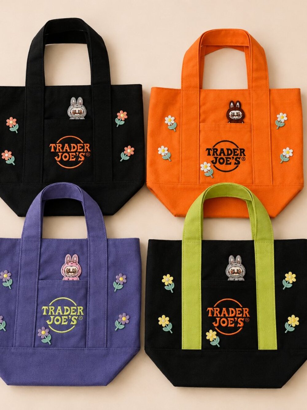 Trader Joe's Halloween Custom Mini Tote Bag Labubu Tote Bag Limited Edition
